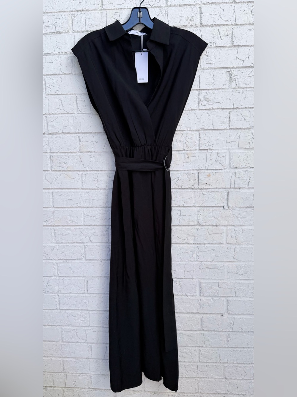 NWT MANGO Black Belted Maxi Dress Size 2